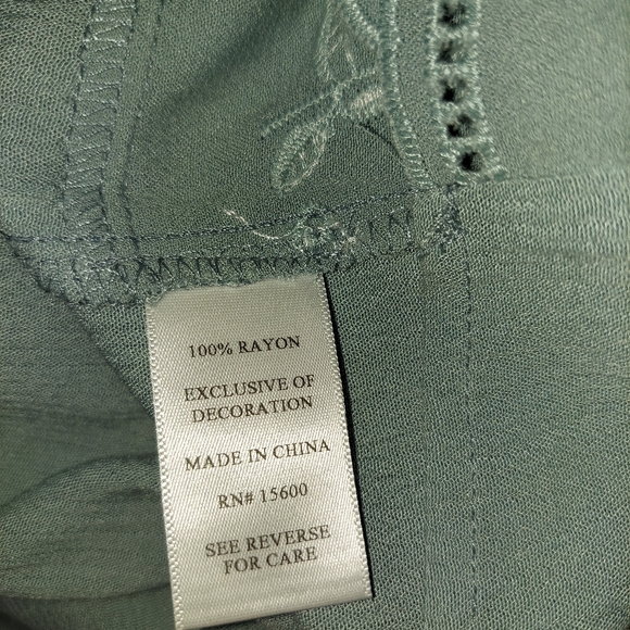 SOLD!  Sale 🌞 Artesia~Pastel Blue Embroidered Ruffle Eyelet Tassel Blouse NWOT - Picture 6 of 16